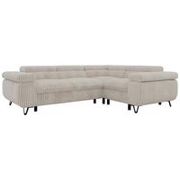 ECKSOFA ORSO L Beige Cord - Rechts Seite - Beige/Creme, Textil/Metall (268/197cm) - MKS