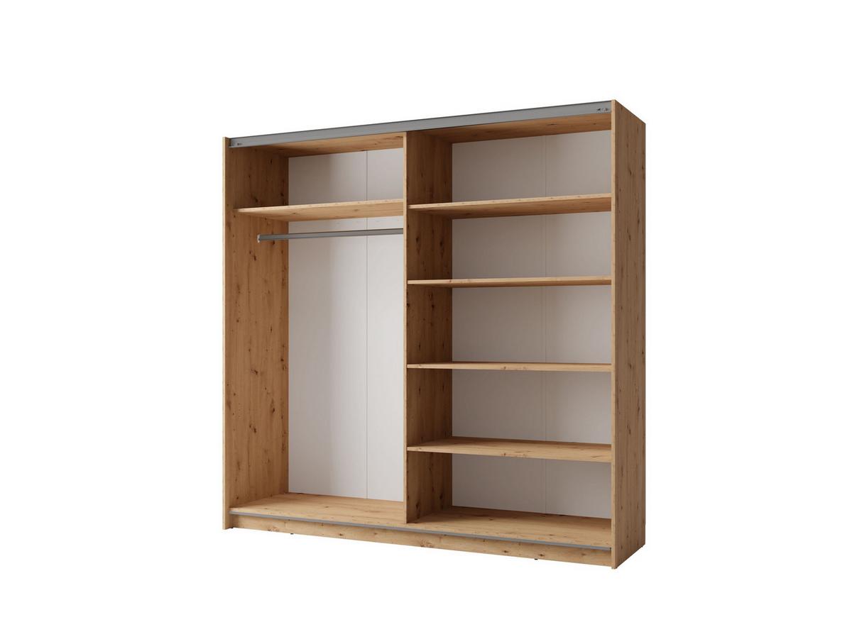 SCHWEBETÜRENSCHRANK ODRIK 200,6/207/55,3cm 2-türig mit Spiegel Eiche Artisan - Eiche Artisan, Holzwerkstoff (200.6/207/55.3cm) - MASSENO