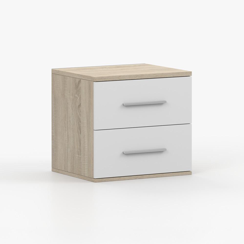 NACHTTISCH OMEGA III 22, 55/51/44, 2 Schubladen, Sonoma-Eiche - Sonoma Eiche, Holzwerkstoff (55/44/51cm) - imoebel24