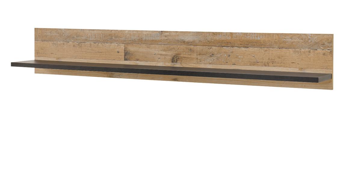 BÜROMÖBEL-SET Set, Used Wood hell, anthrazit, mit Aktenregal, Kommode Wandregal - Eichefarben/Anthrazit, Holzwerkstoff/Metall (60/377/200cm)
