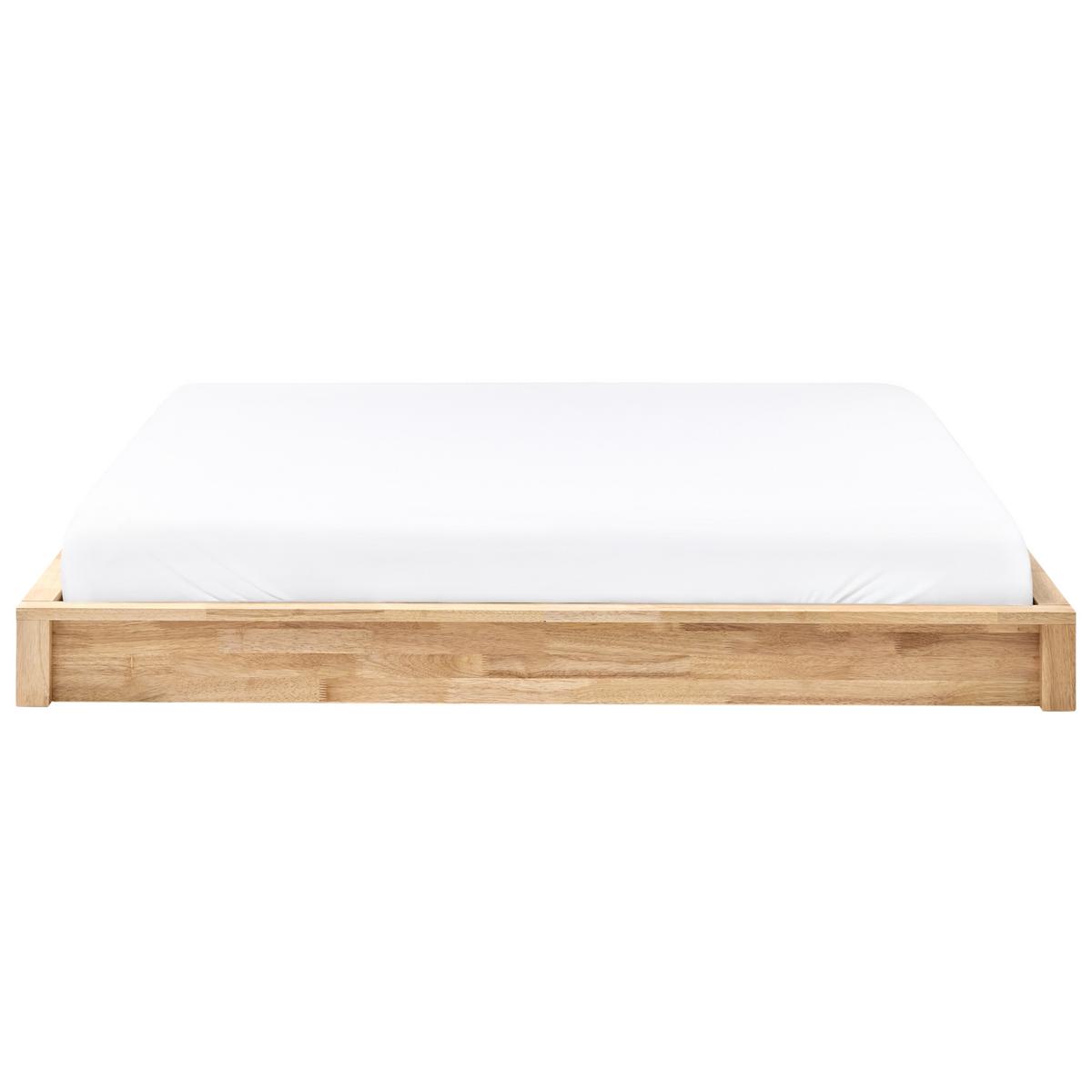 BETT ohne Kopfteil 160/200 cm Gummibaumholz Hellbraun Antras - Hellbraun, Holz (160/200cm) - Beliani
