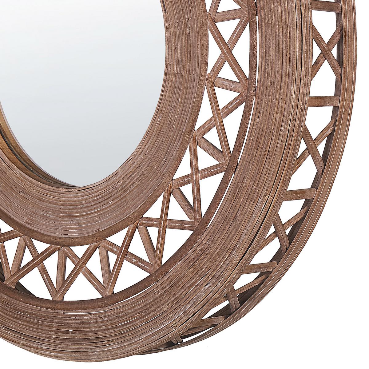 WANDSPIEGEL hellbraun Bambusholz 62 cm Cacoma - Braun, Holz (62/62/9cm) - Beliani