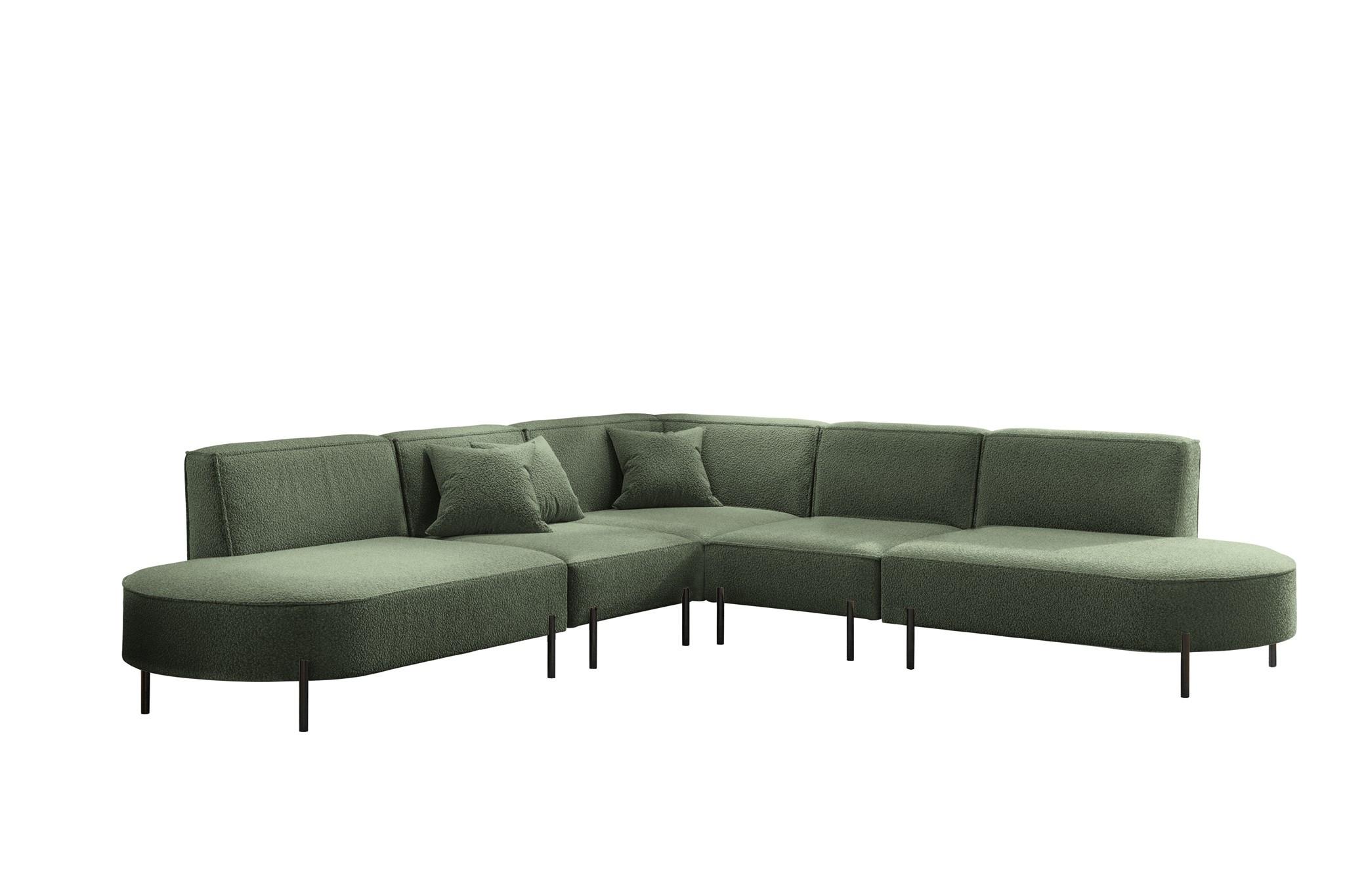 ECKSOFA Valencia - Grün, Holzwerkstoff/Textil (303/303cm) - Fun Möbel
