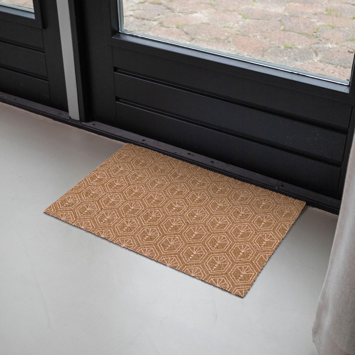 FUSSMATTE Braun - Rosa - Geometrisch - Gemustert Türmatte 60x40 cm - Braun, Kunststoff (60/0.4cm) - MuchoWow