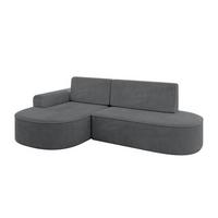 ECKSOFA mit Schlaffunktion und Bettkasten Ottomane Links MARI-L1-S - 283x167x73 cm Dunkelgrau Cord - Alufarben/Schwarz, Holzwerkstoff/Kunststoff (283/167cm) - ALTDECOR
