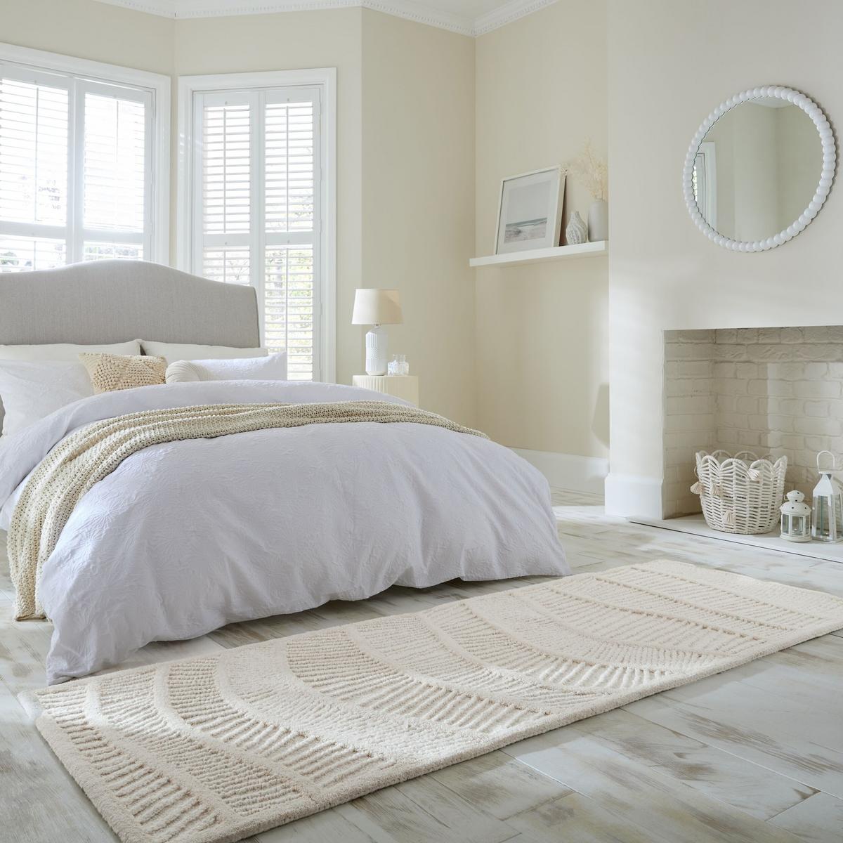 WOLLTEPPICH CARVE, abstrakt, Weiß, 80 x 230 cm - Beige, Textil (80/230cm) - KADIMA DESIGN