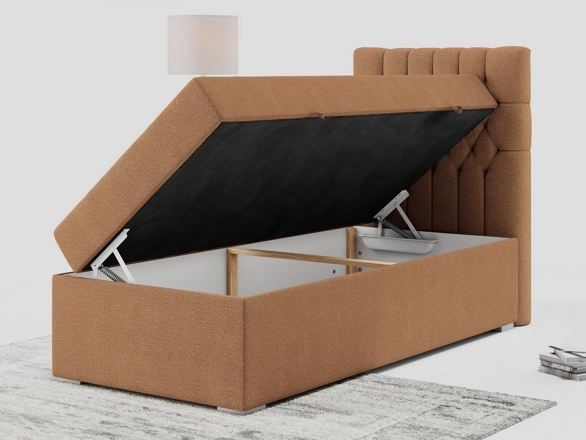 BOXBETT PERA 90/200 Orange Struktur - H3 - Rechts Seite - Orange, Holz/Textil (90/200cm) - MKS