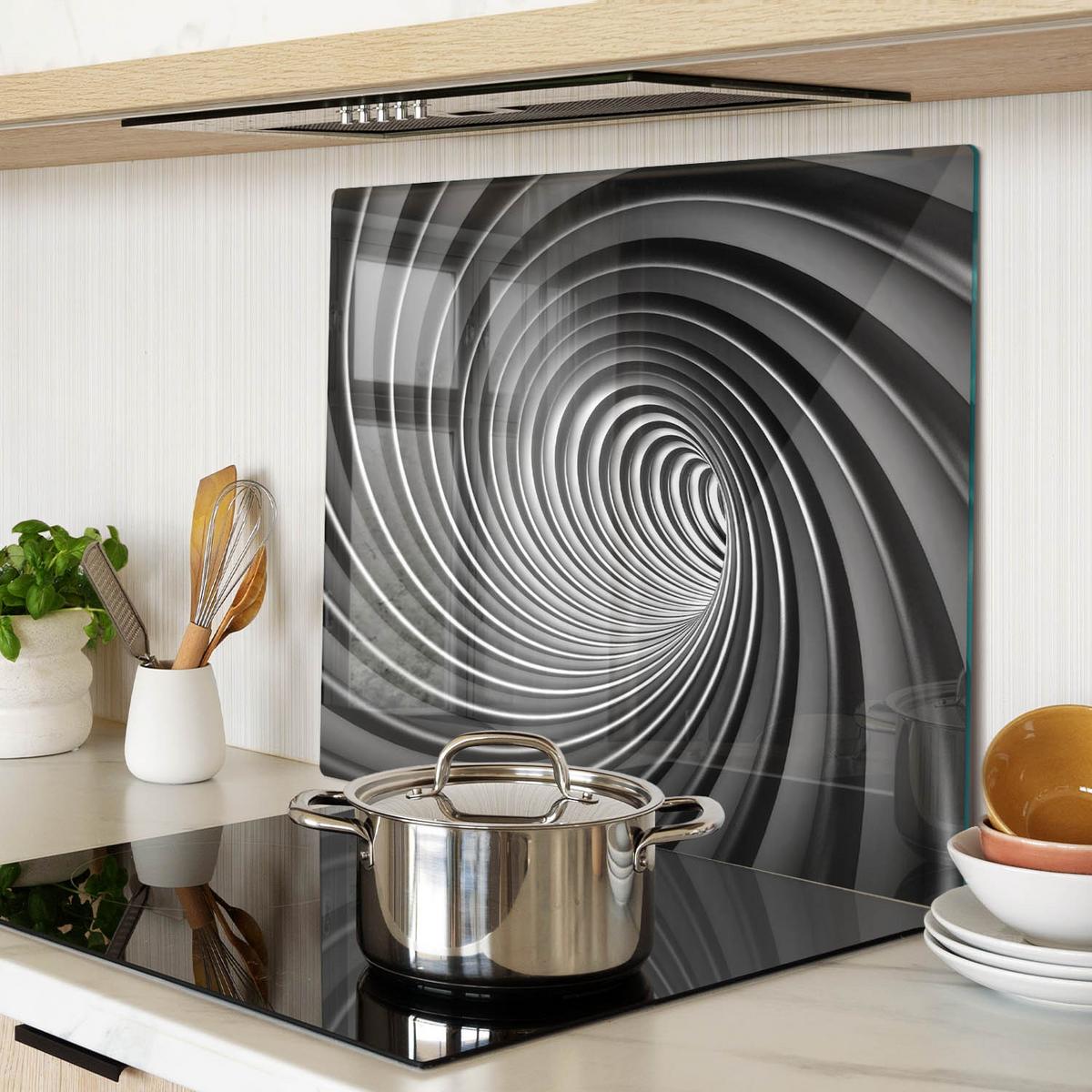GLASPLATTE 60x52 cm Abstrakter Wirbel - Grau, Glas (60/0.4/52cm) - TULUP