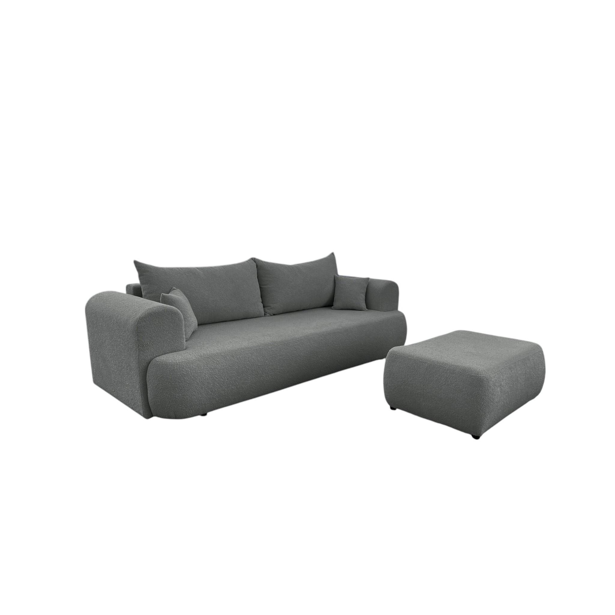 SCHLAFSOFA Anike Inkl. Polsterhocker - Dunkelgrau, Holzwerkstoff/Textil (240/78/110cm) - Fun Möbel
