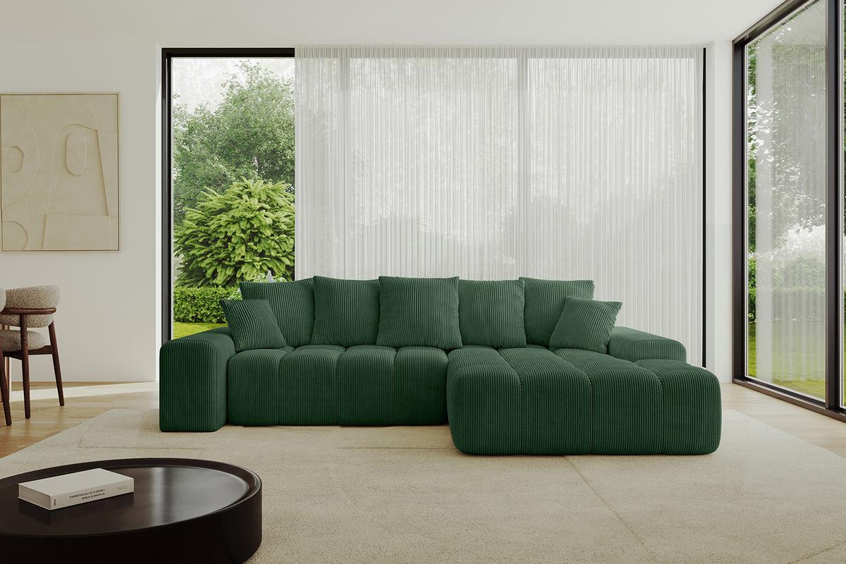 ECKSOFA Ottomane Rechts ENSI-L - 267x164x69 cm Grün - Grün, Holzwerkstoff/Kunststoff (164/267cm) - ALTDECOR