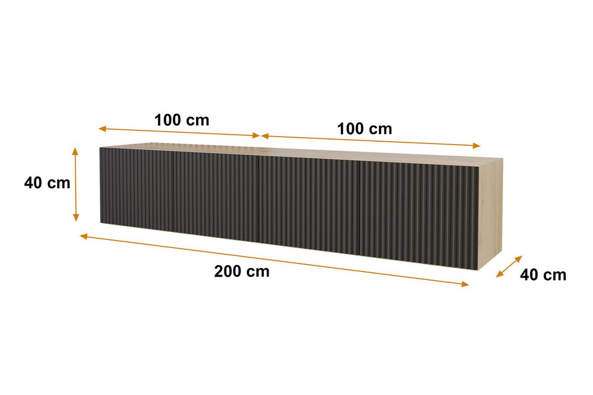 LOWBOARD NOA-2-W 2x100x40x40 cm - Artisan / Schwarz - Schwarz, Holzwerkstoff (200/40/40cm) - ALTDECOR