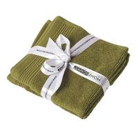 SEIFTUCH Excellence 2er-Set olivgrün 30/30 cm - Olivgrün, Textil (30/30cm) - Homescapes