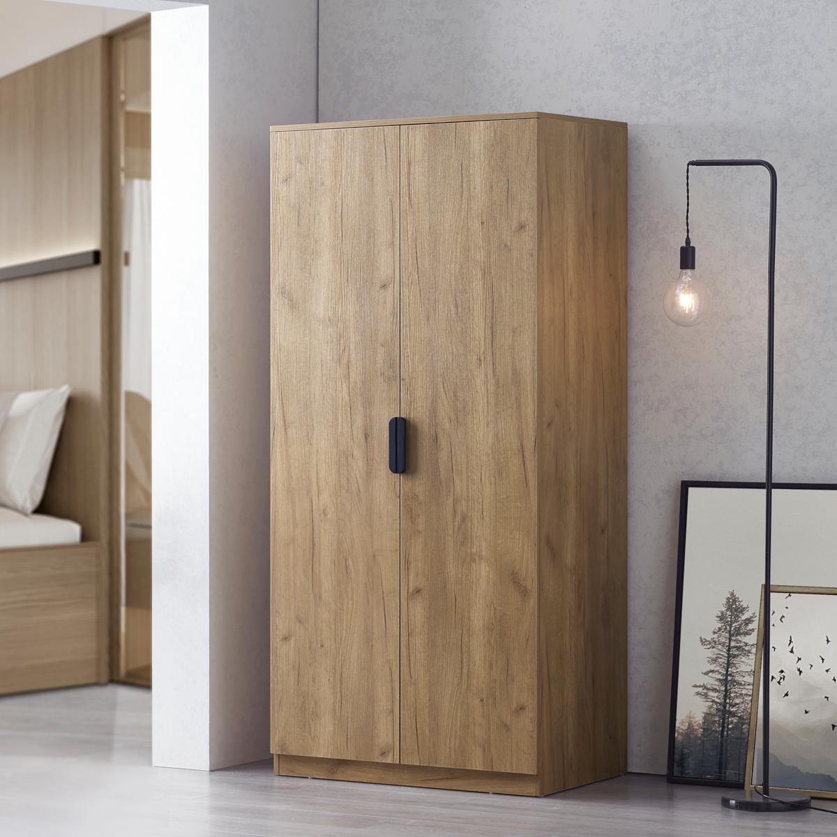 KLEIDERSCHRANK Eiselfing - Eichefarben, Holzwerkstoff (80/176/52cm) - [en.casa]