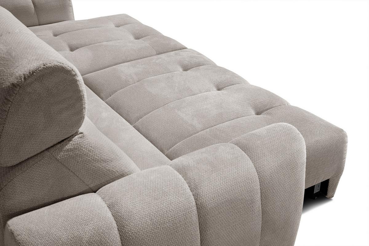 ECKSOFA KIMI 3-Sitzer, ausziehbarer Sitz, verstellbare Kopfstützen, beige - Beige/Schwarz, Holzwerkstoff/Textil (270/160cm) - Wozimo