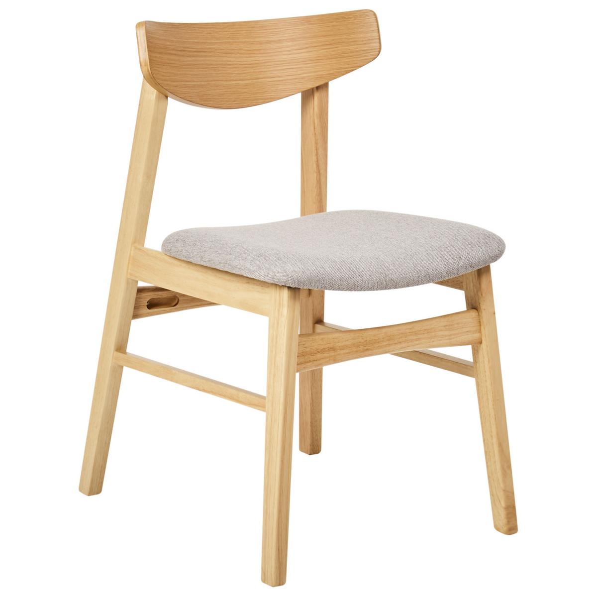 ESSZIMMERSTUHL 2er-Set Holz Hellbraun/Grau Smiley - Hellgrau, Holz (48/75/52cm) - Beliani