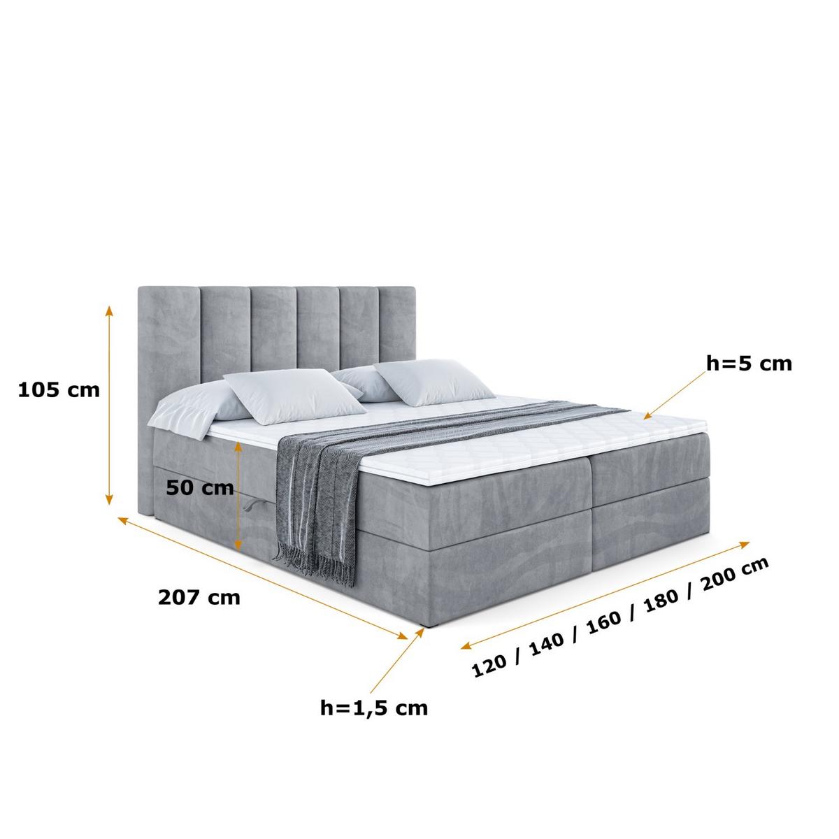 BOXBETT mit Matratze H3 und Lattenrost - BOXI1 - 180x200 cm Grau - Grau, Holzwerkstoff (180/200cm) - ALTDECOR