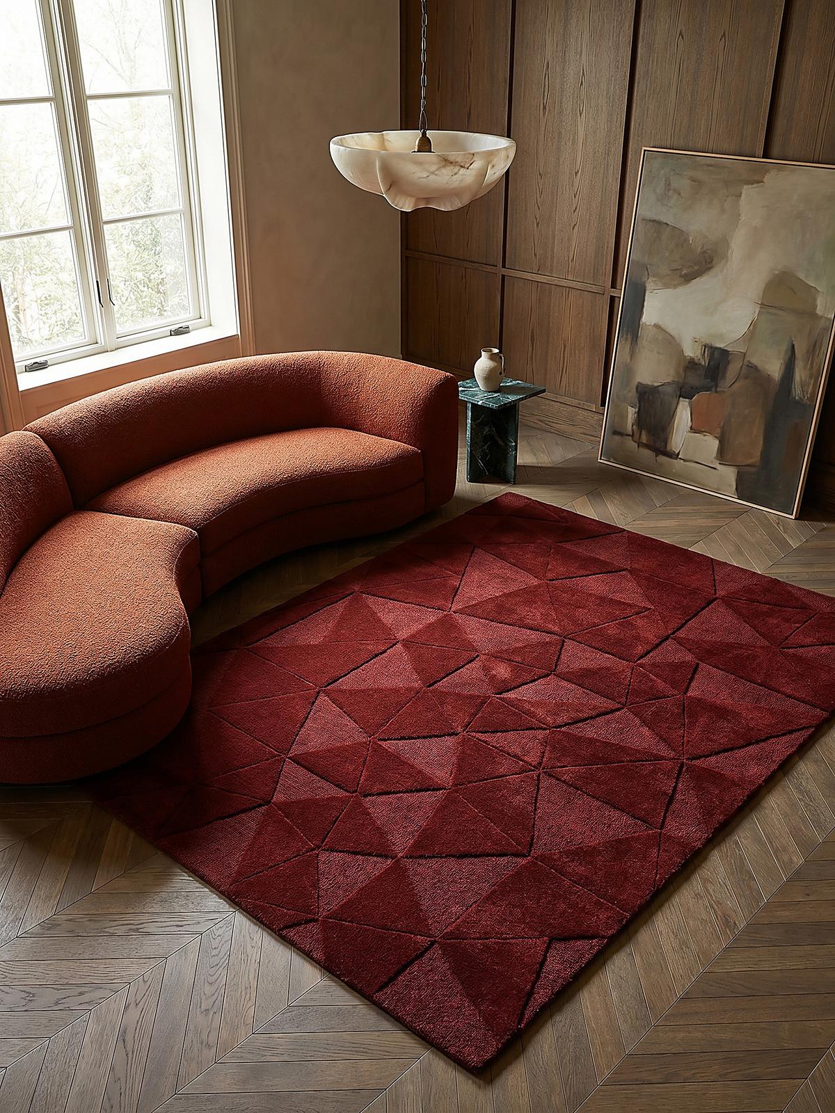 WOLLTEPPICH DEBEN, geometrisch, Rot, 120 x 170 cm - Rot, Textil (170/120cm) - KADIMA DESIGN