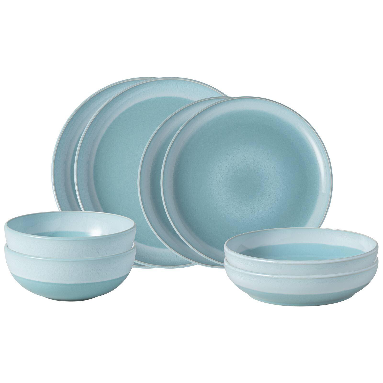 EINSTEIGER-SET Perlemor Aqua blau 8-tlg. - Blau, Keramik (2/2/2cm) - like.Villeroy & Boch