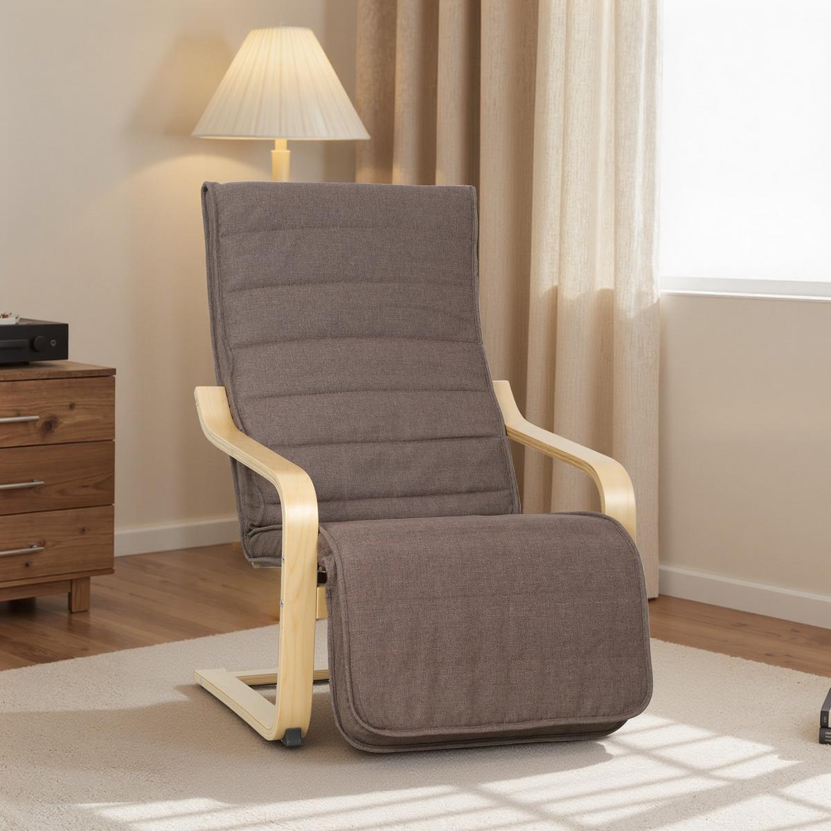 SESSEL Polyester Birkenholz Braun - Braun/Naturfarben, Holz/Birkenholz (94/100/66.5cm) - HOMCOM
