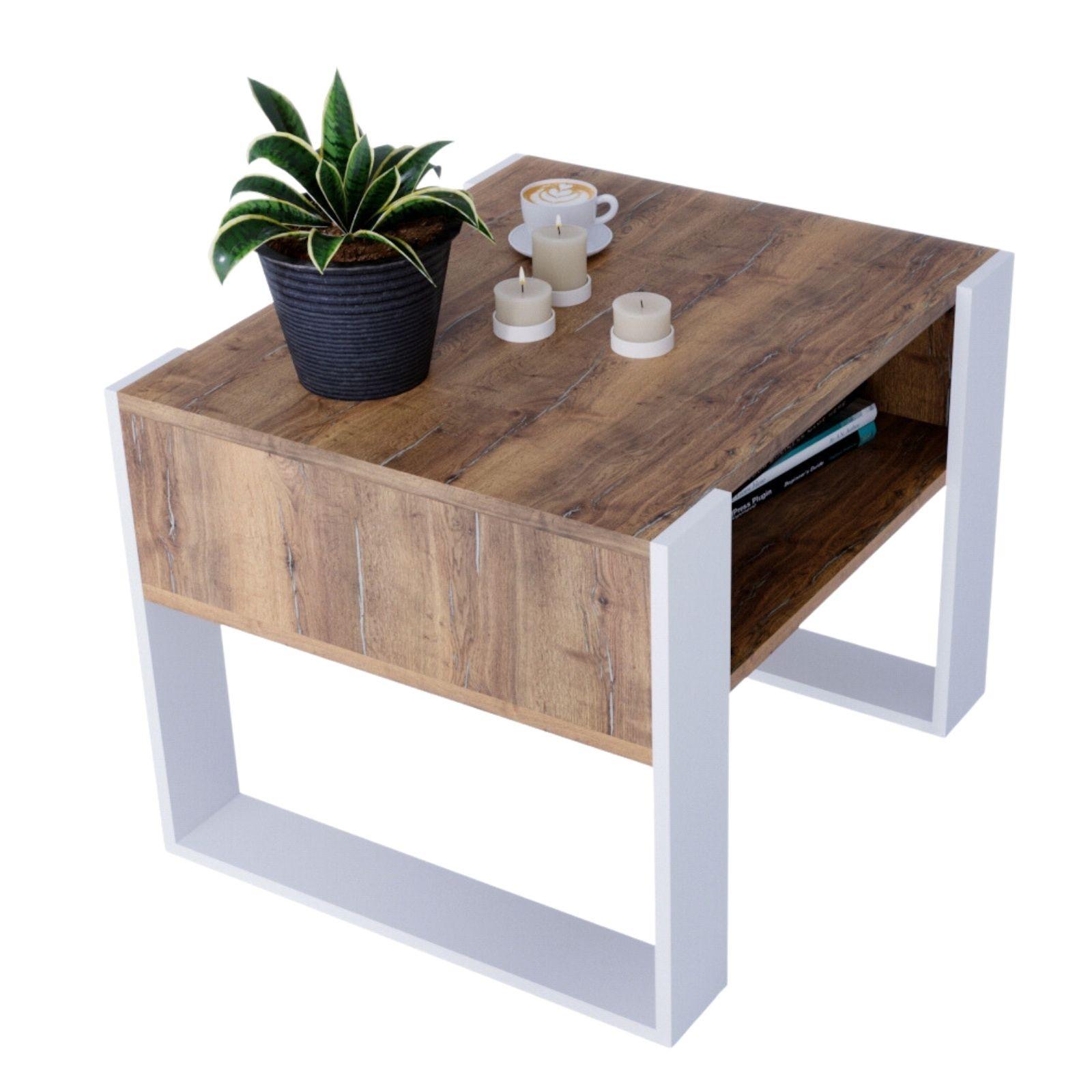 COUCHTISCH Karo65 65/45/53,6 - Weiß/Braun, Holzwerkstoff (53.6/65/45cm) - RAUMHIRSCH FURNITURE