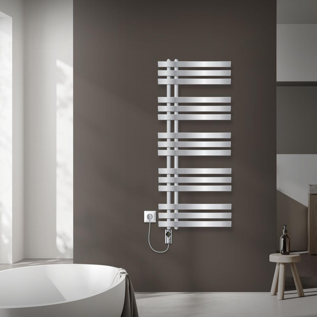 BADHEIZKÖRPER elektrisch Iron EM 500x1200 mm Chrome mit Heizstab 1200W Digital - Chromfarben, Metall (50/120/3cm) - LuxeBath