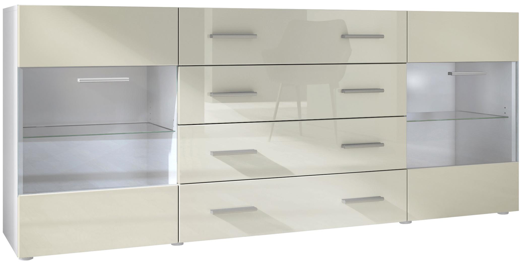 SIDEBOARD Carlos Creme Hochglanz - Creme, Holzwerkstoff (166/72/35cm) - Vladon
