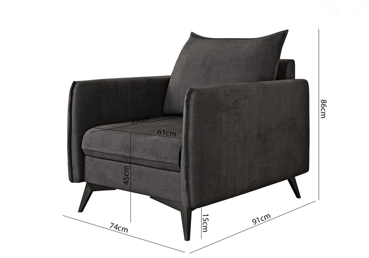 SESSEL Pulse Graphit Luxusmicrofaser - Graphitfarben/Schwarz, Holz/Textil (74/86/31cm) - S-Style Möbel