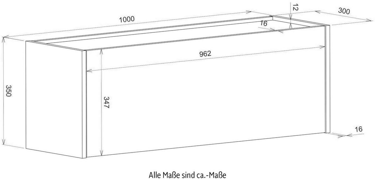 HÄNGEELEMENT weiß matt, Eiche Wotan 100 cm, Hängeschrank für Homeoffice und Büro - Eiche Wotan/Weiß, Holzwerkstoff (100/35/30cm) - Furn.Design