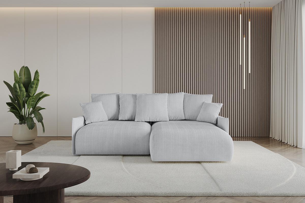 ECKSOFA Ottomane rechts ONESK-L -v1 216x177x72 Grau Cord - Grau, Holzwerkstoff/Kunststoff (177/216cm) - ALTDECOR