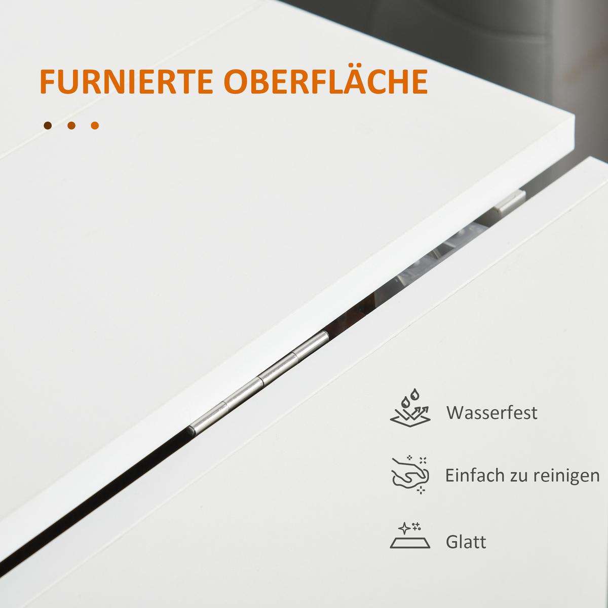 KLAPPTISCH Mobiler Tisch mit Rollen Schreibtisch Beistelltisch Schreibtisch - Weiß, Holzwerkstoff (120/80/73cm) - HOMCOM