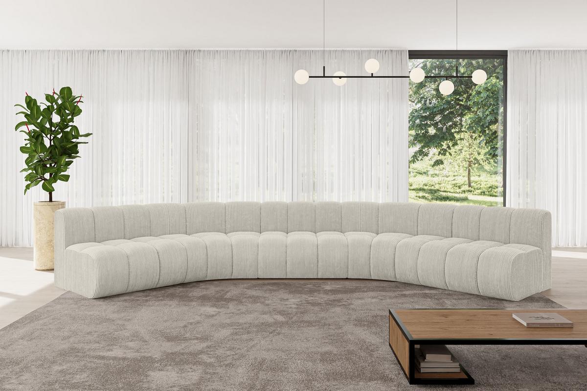 WOHNLANDSCHAFT modulares Sofa Montra-U1 - 490x174x70 cm Creme - Hellgrau/Creme, Holzwerkstoff/Textil (490/70/174cm) - ALTDECOR