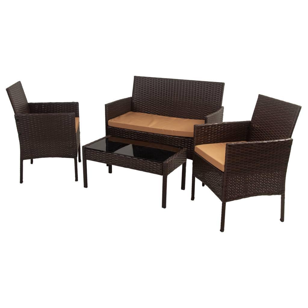 TISCH, SOFA und SESSEL, 4-tlg, Braun - Braun, Naturmaterialien - Wanderlust