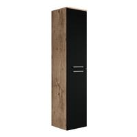 BADEZIMMERSCHRANK Venus mit 2 Türen Kastanien Eiche / Schwarz - 30 x 30 x 160 cm - Eichefarben/Schwarz, Holz (30/160/30cm) - Badplaats