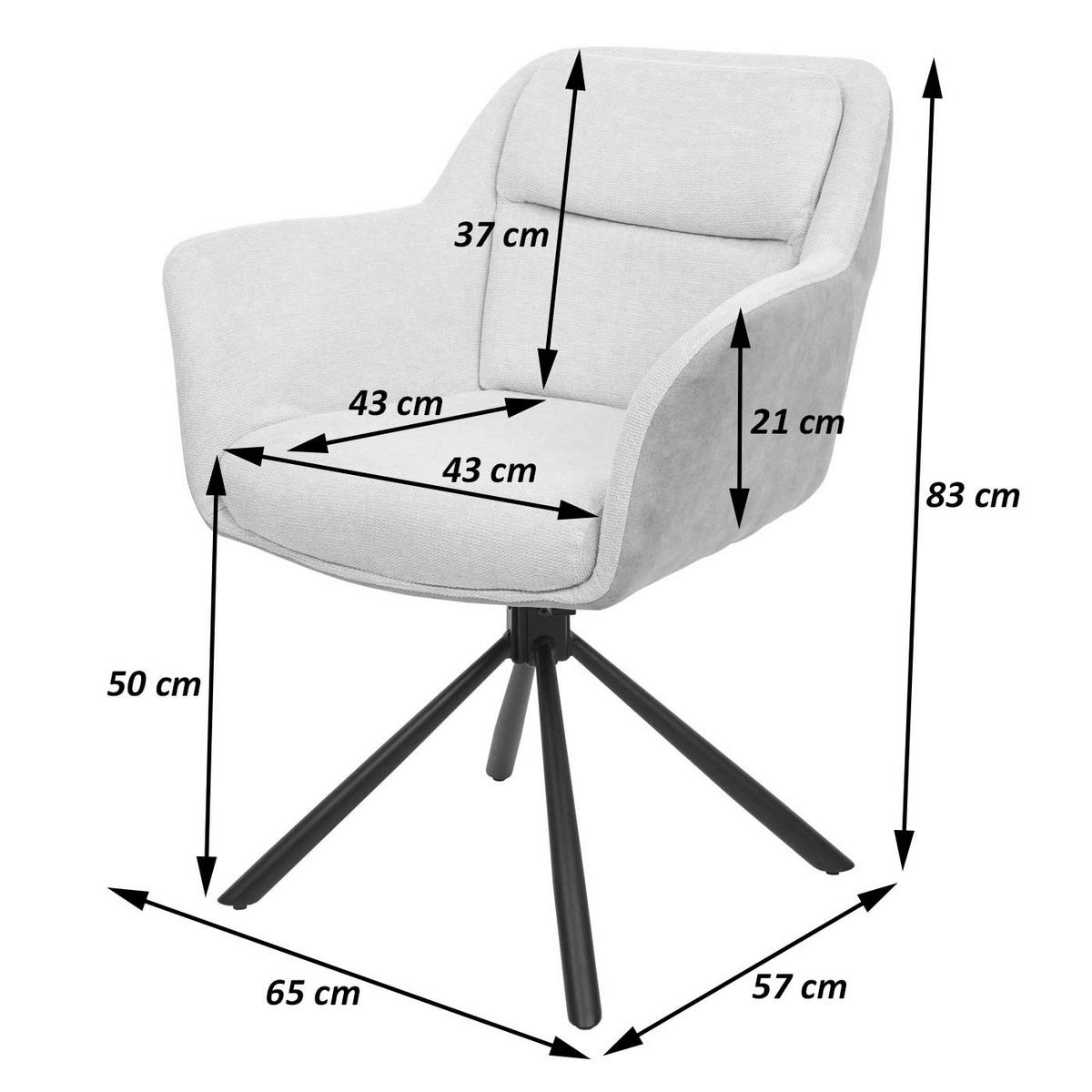 ESSZIMMERSTUHL Cremeweiß - Creme/Weiß, Textil (65/83/57cm) - MCW