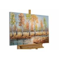 ACRYLBILD HANDGEMALT 90/60 cm - Blau/Orange, Holz/Textil (90/60cm) - KUNSTLOFT