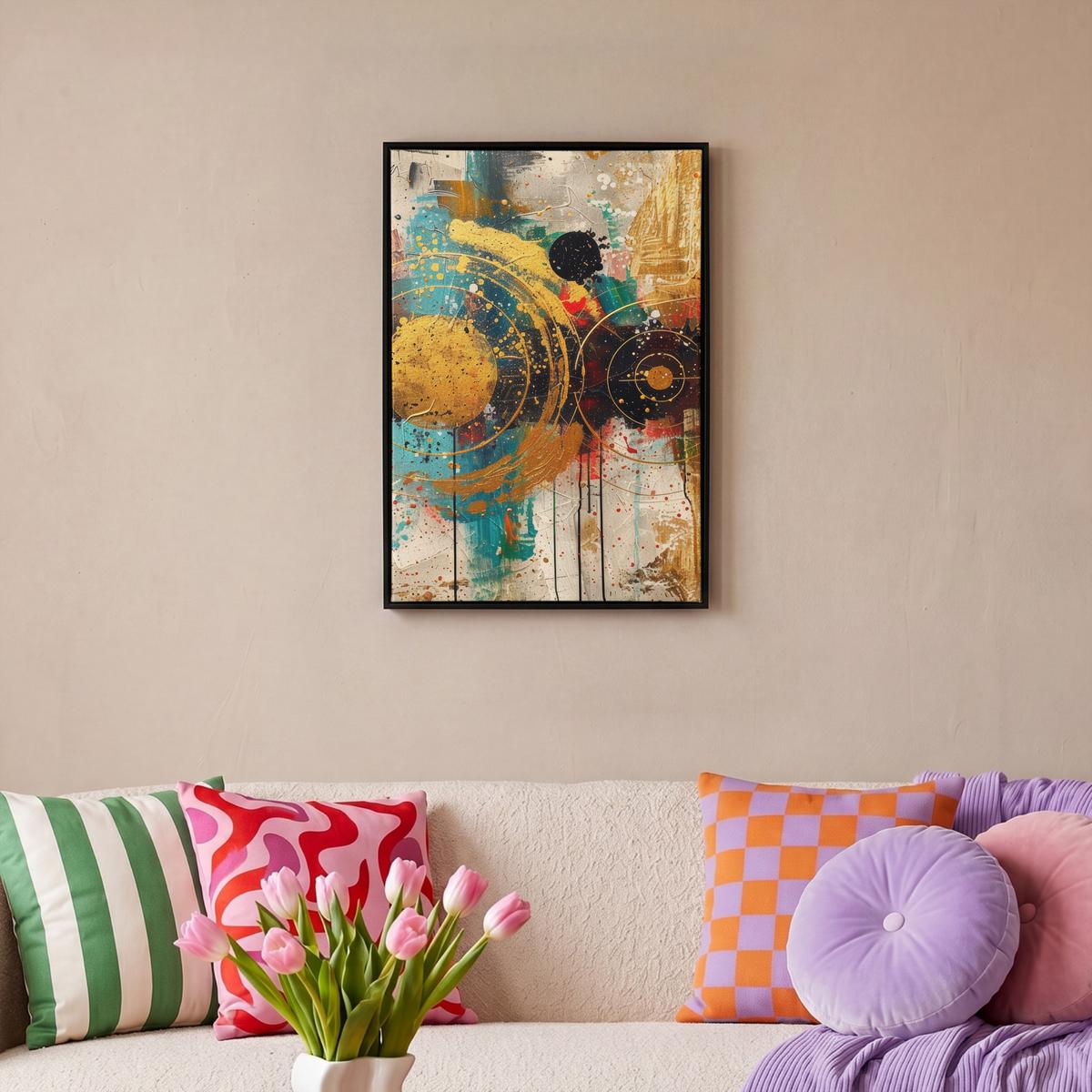 LEINWAND Bilder mit Rahmen - Abstrakt - Kunst - Gold - Modern - 40x60 - Multicolor, Textil (40/60cm) - MuchoWow