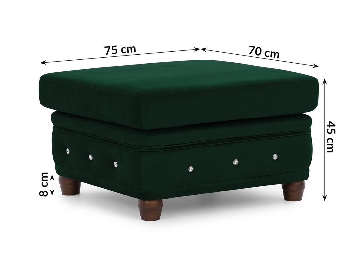 HOCKER Chesterfield Cleo Blink Flasche Grün Samt mit Kristallsteppung und braunen Massivholzfüßen - Braun/Grün, Holz/Textil (75/45/70cm) - S-Style Möbel