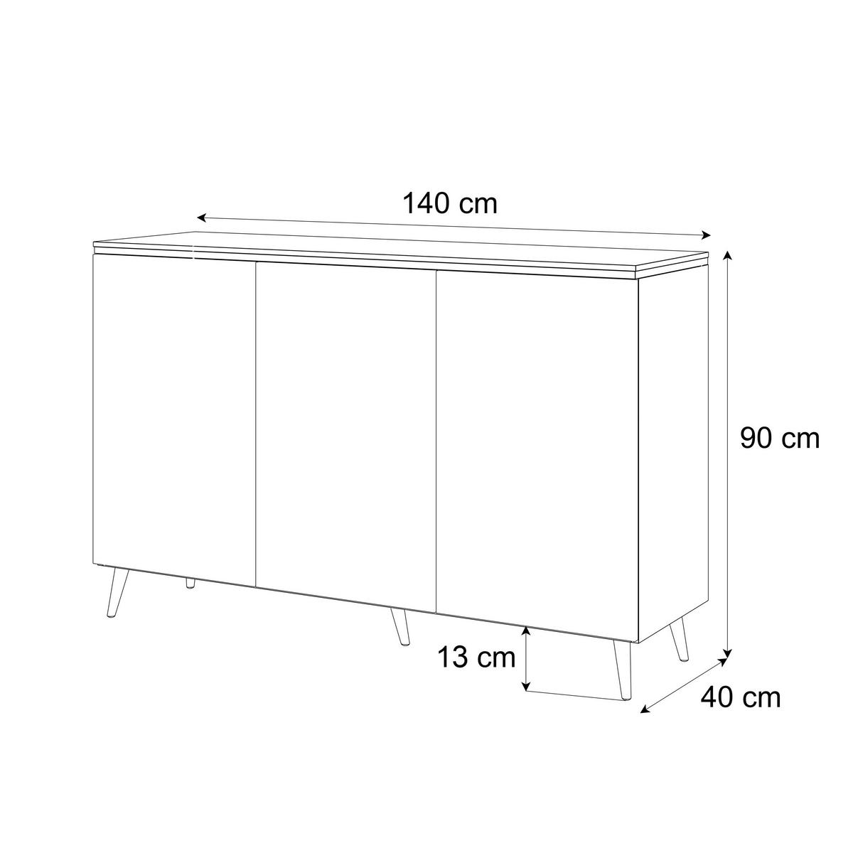 KOMMODE AURORA 3D Kaschmir mit schräge Goldchrom Fuße - Kaschmir/Goldfarben, Holzwerkstoff/Metall (140/90/40cm) - Lookway