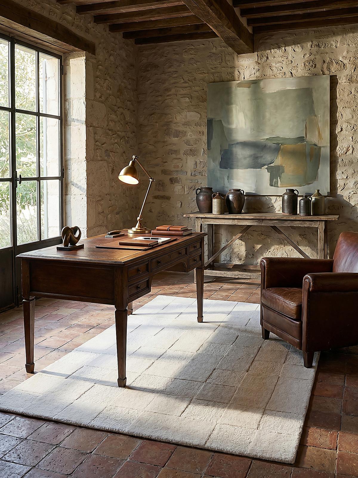 TEPPICH aus Wolle DEBEN in Elfenbein, mit Schachbrettmuster, 200 x 290 cm - Beige, Textil (200/290cm) - KADIMA DESIGN