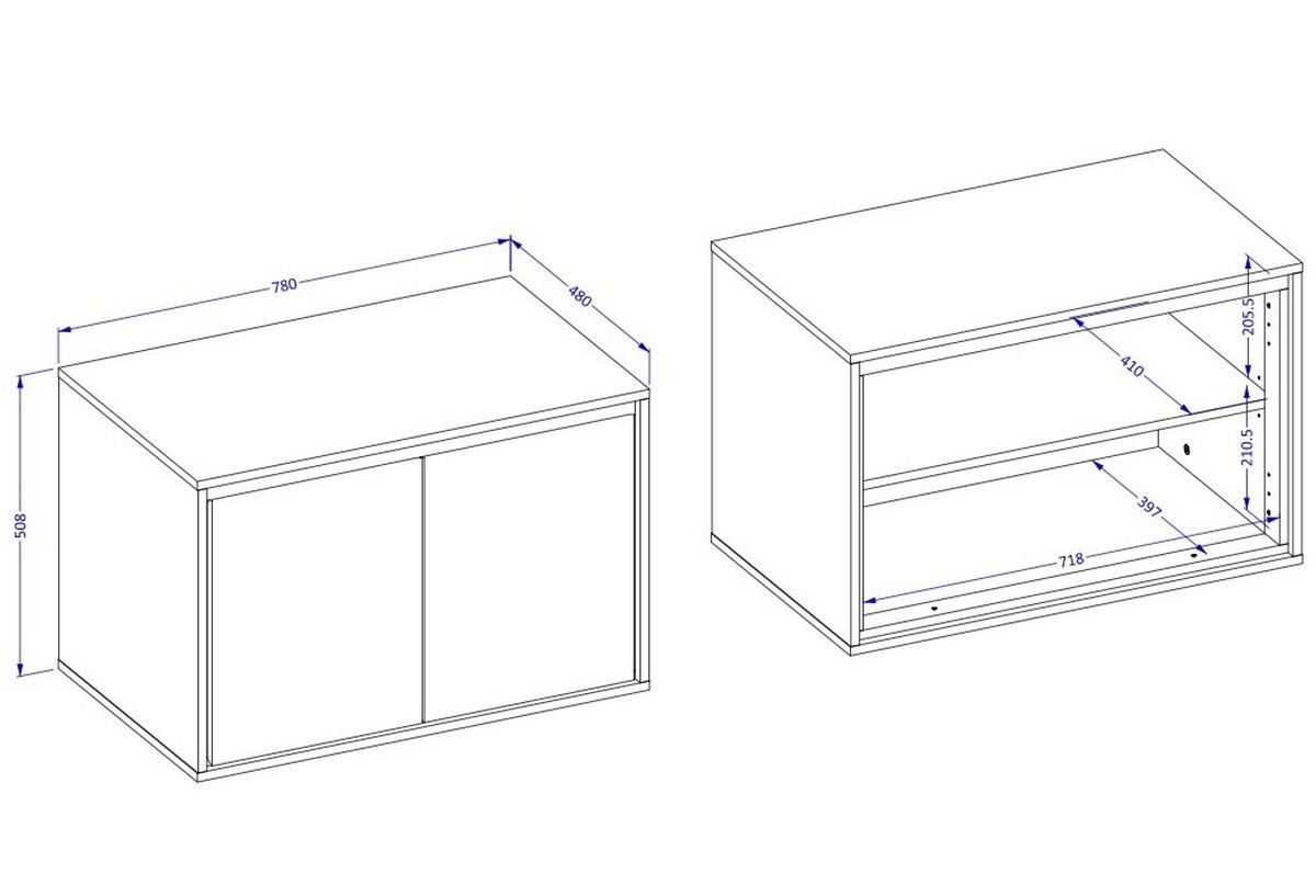 WASCHBECKENUNTERSCHRANK Capri 2 Schubladen Weiß Hochglanz - 78 x 48 x 51 cm - Weiß, Holz (78/51/48cm) - Badplaats