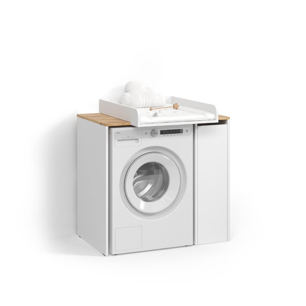 WASCHMASCHINENSCHRANK Paolina Weiß/Artisan 93.6 x 88.2 cm 2 Teile mit Wickelauflage - Weiß/Eiche Artisan, Holzwerkstoff (93.6/88.2/60.3cm) - Livinity®
