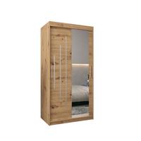 SCHWEBETÜRENSCHRANK 200/100/62 2-türig - Silberfarben/Eiche Artisan, Holz/Kunststoff (100/200/62cm) - Abiks Möbel