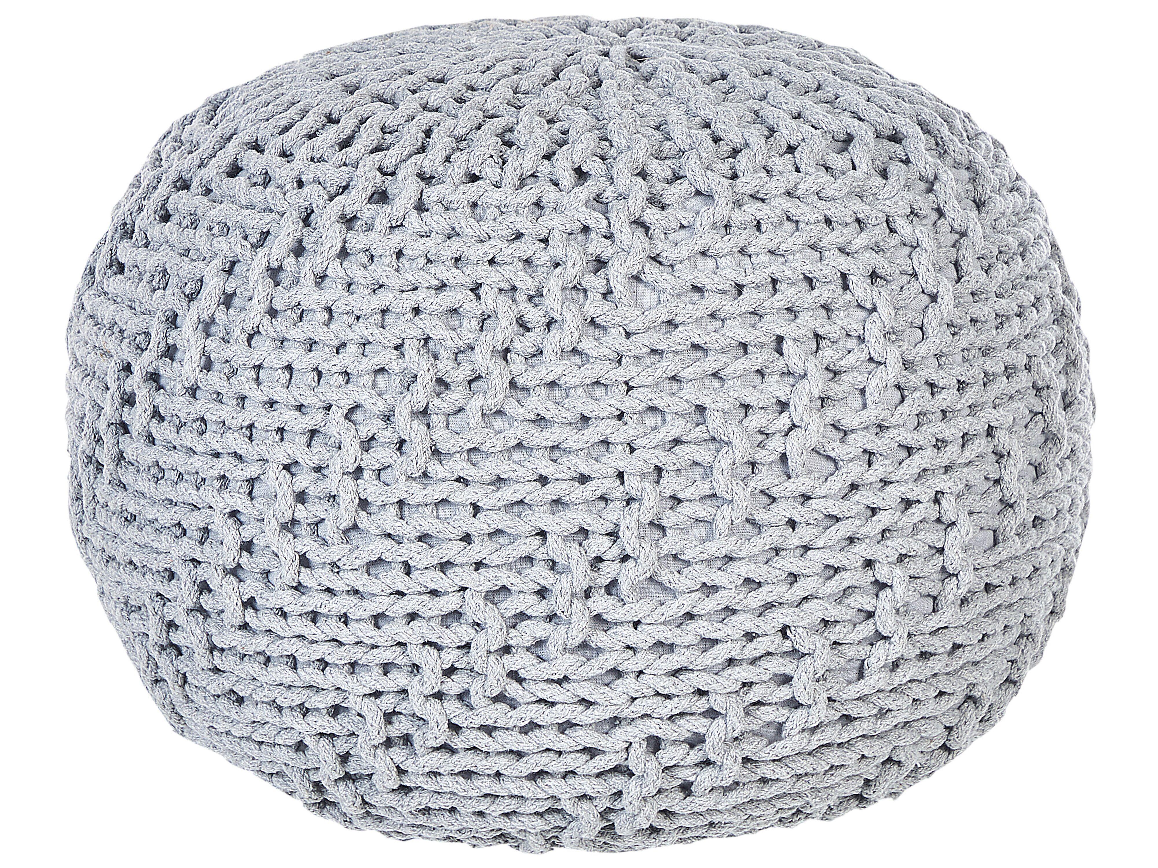 POUF Priene 50/50/35 cm - Grau, Naturmaterialien/Textil (50/35/50cm) - Beliani