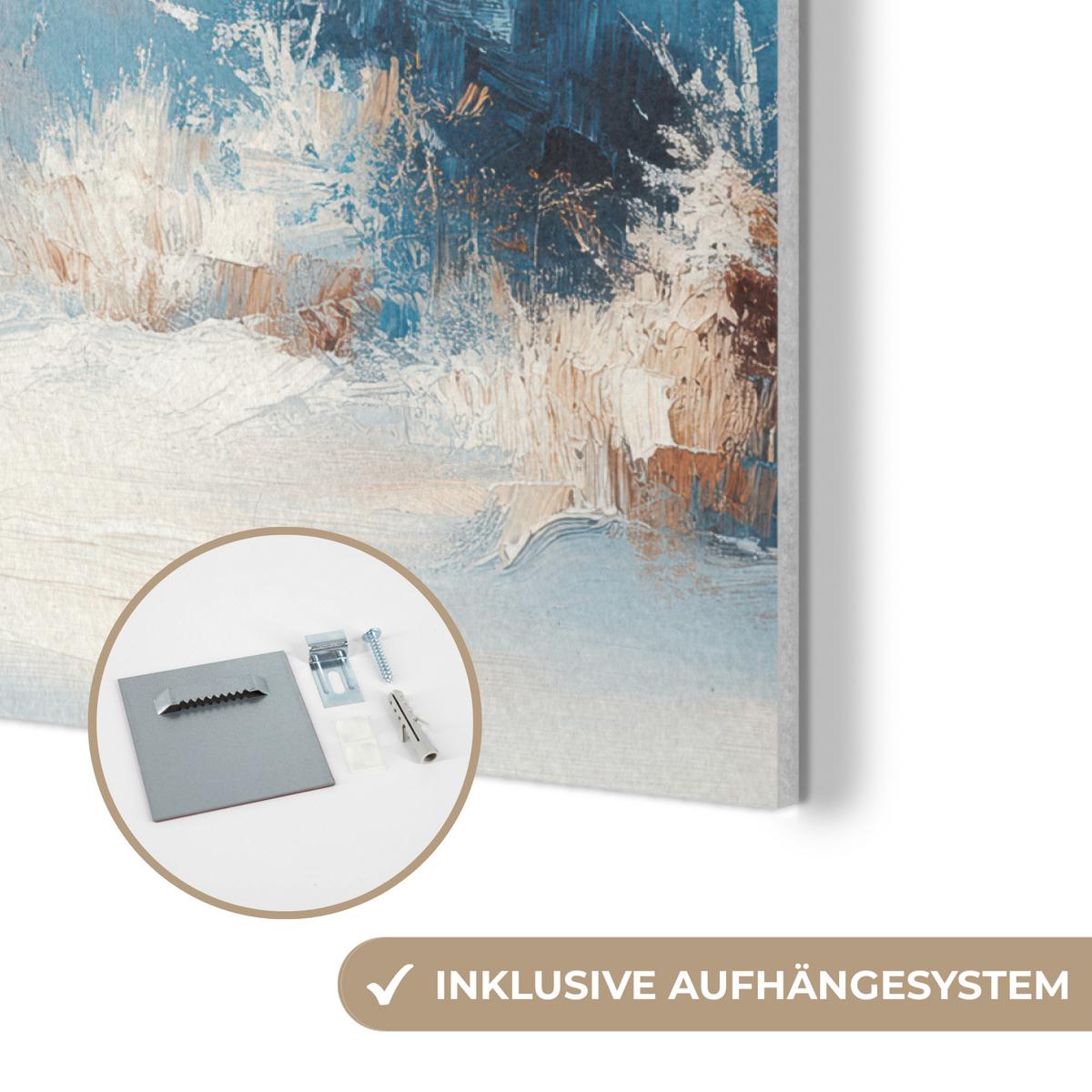 AKUSTIKBILD Wald - Winter - Natur - Abstrakt - Schnee Wanddeko 70x50 cm - Weiß, Kunststoff (70/50/0.9cm) - MuchoWow