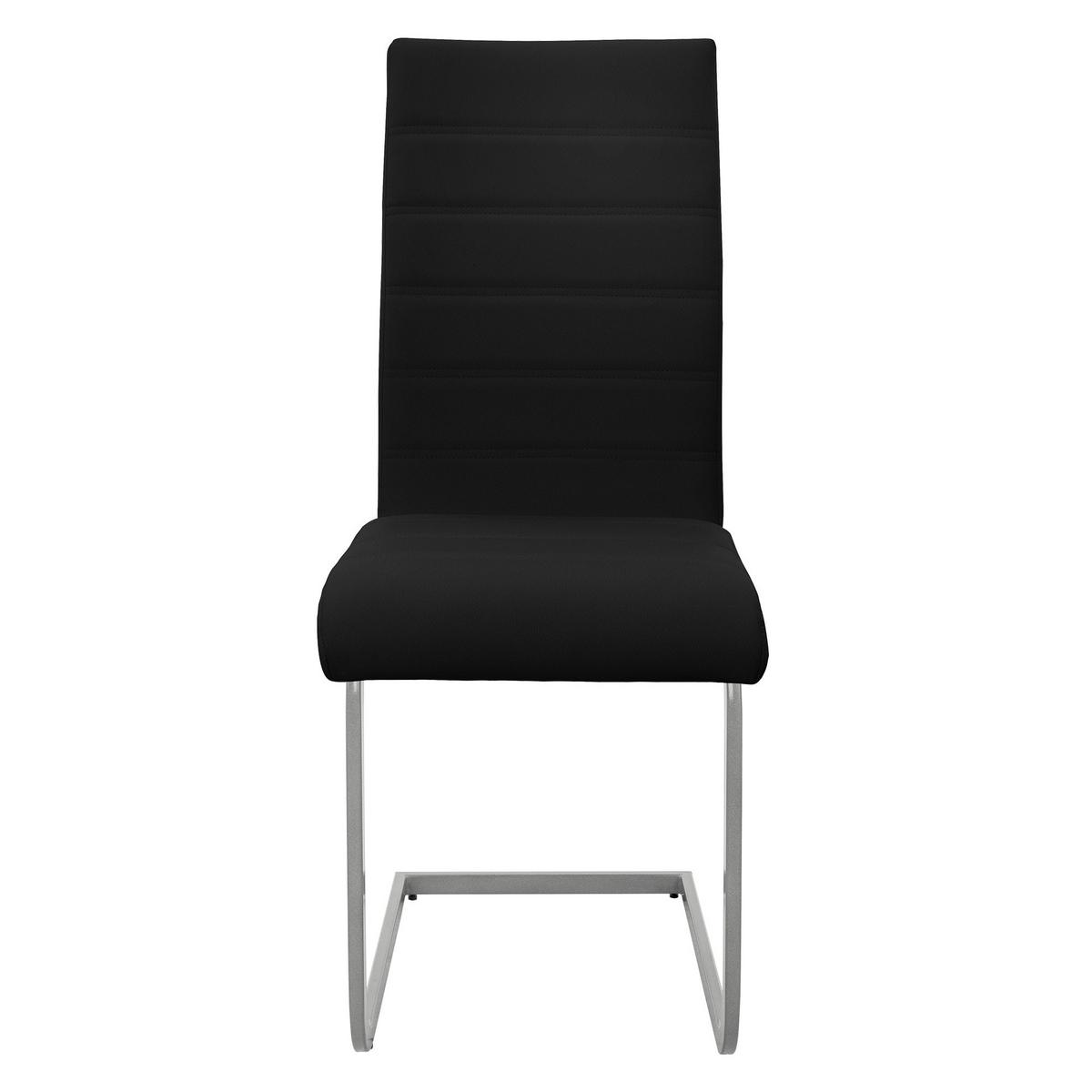 SCHWINGSTUHL 4er Set Schwarz Kunstleder - Silberfarben/Schwarz, Metall (40/102/57cm) - ML-DESIGN