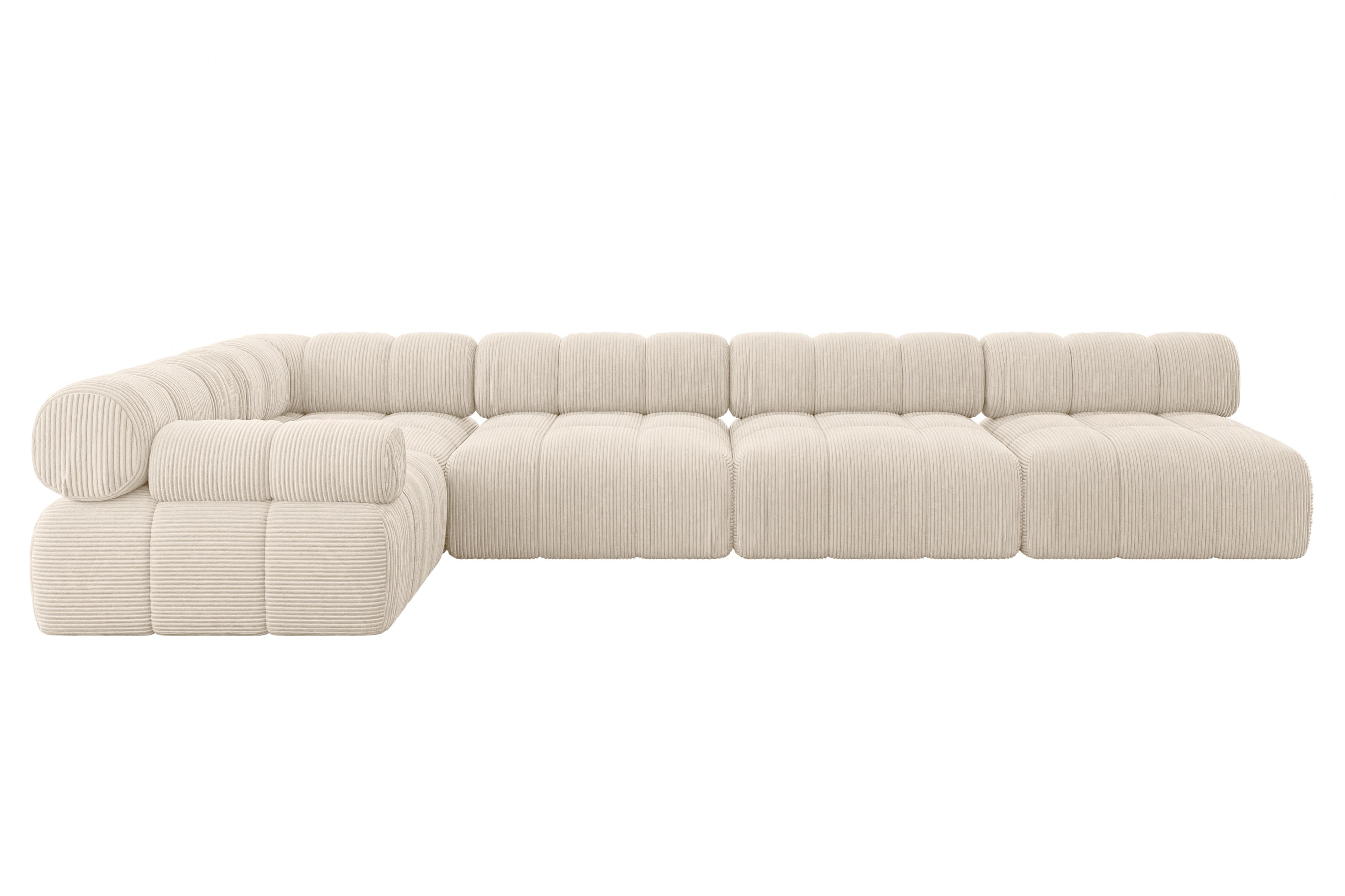 ECKSOFA modulares Sofa Mende-L3 - 380x190x70 cm Beige Cord - Beige, Holzwerkstoff/Textil (380/190cm) - ALTDECOR