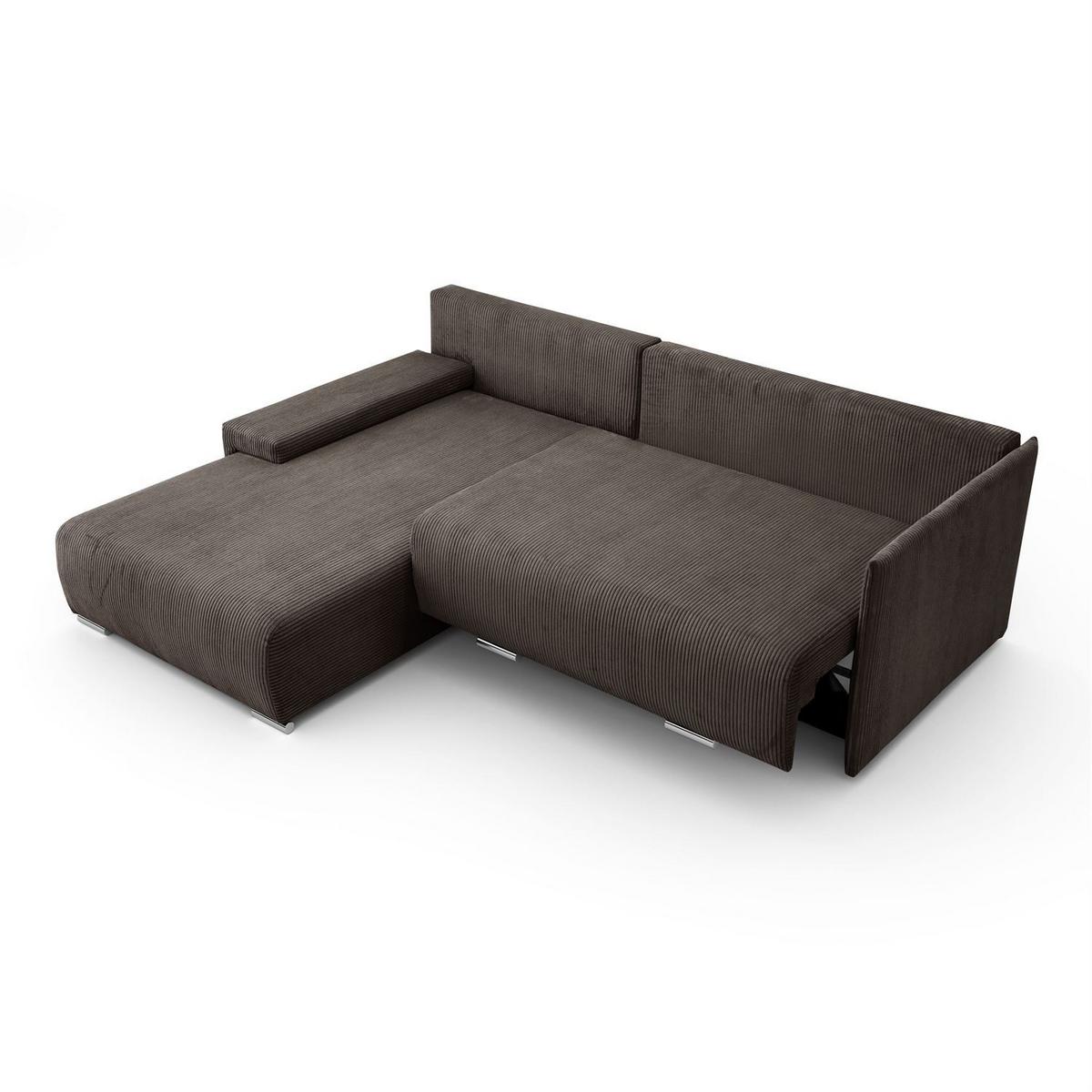 ECKSOFA LAVIO L mit Schlaffunktion und Bettzeugkasten Linke - Graubraun, Textil (246/188cm) - Lookway