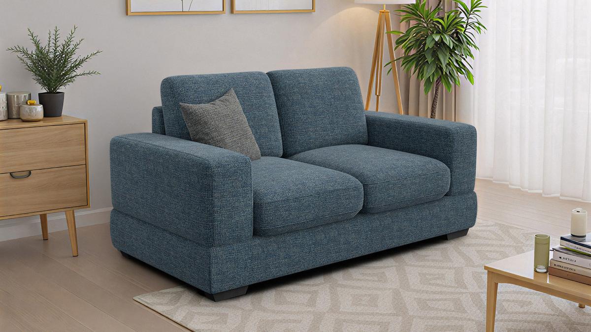 SOFA OTTO 2-Sitzer, marineblau - Blau/Schwarz, Holz/Textil (171/89/98cm) - Wozimo