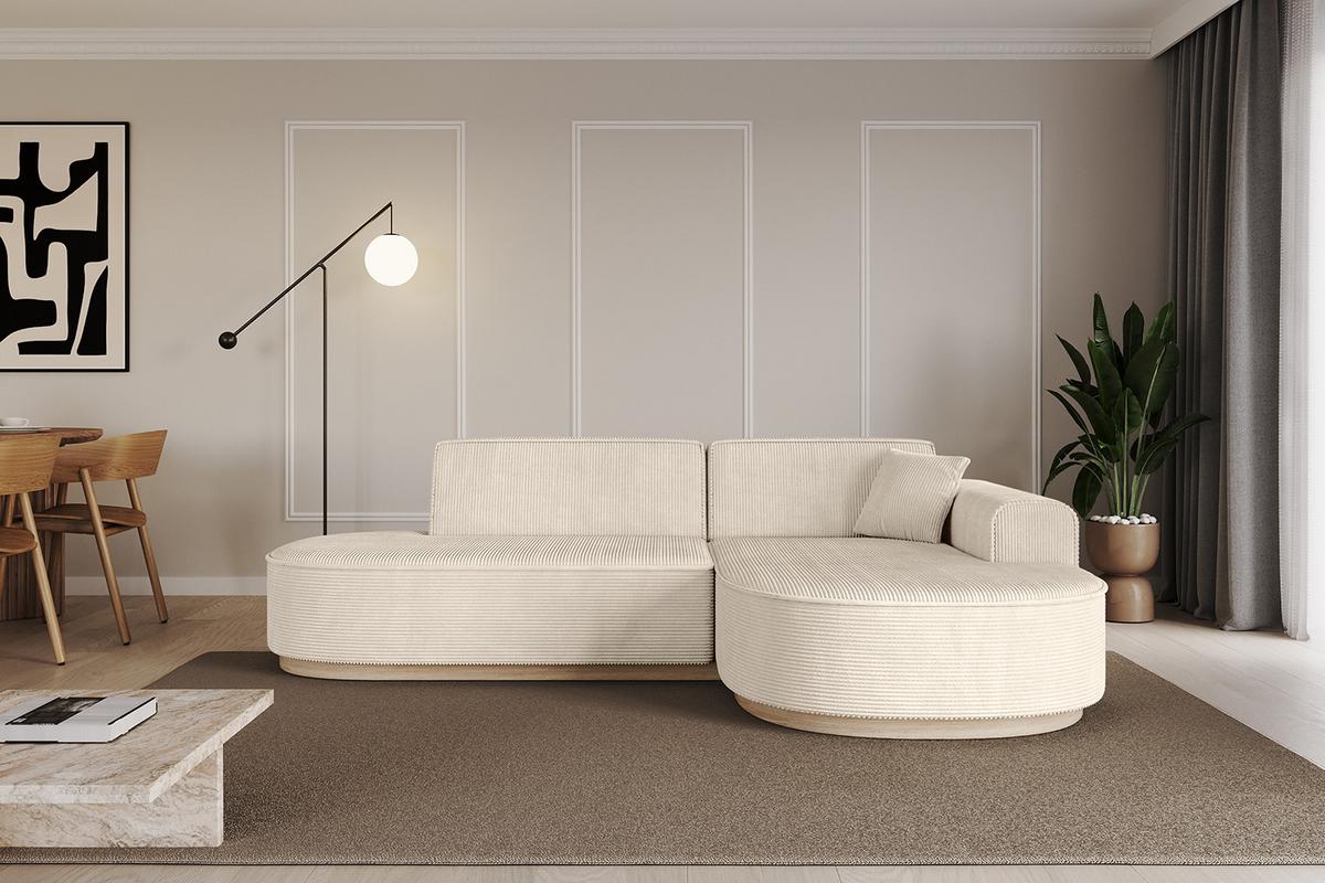 ECKSOFA Ottomane Rechts MARI-L1-v1 - 243x171x83 cm Beige Cord - Beige, Holzwerkstoff/Textil (171/243cm) - ALTDECOR