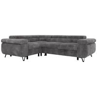 ECKSOFA FALCO L - Grau Cord - Links Seite - Schwarz/Grau, Textil/Metall (197/268cm) - MKS
